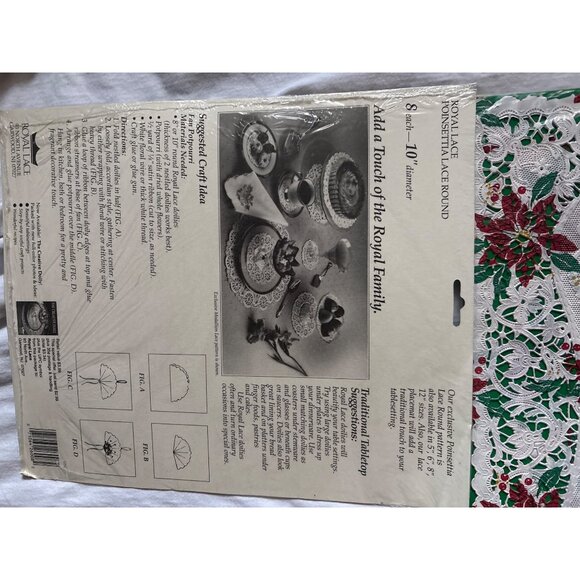 Royal Lace Poinsettia Lace Placemats & Doilies Sets - Picture 6 of 12